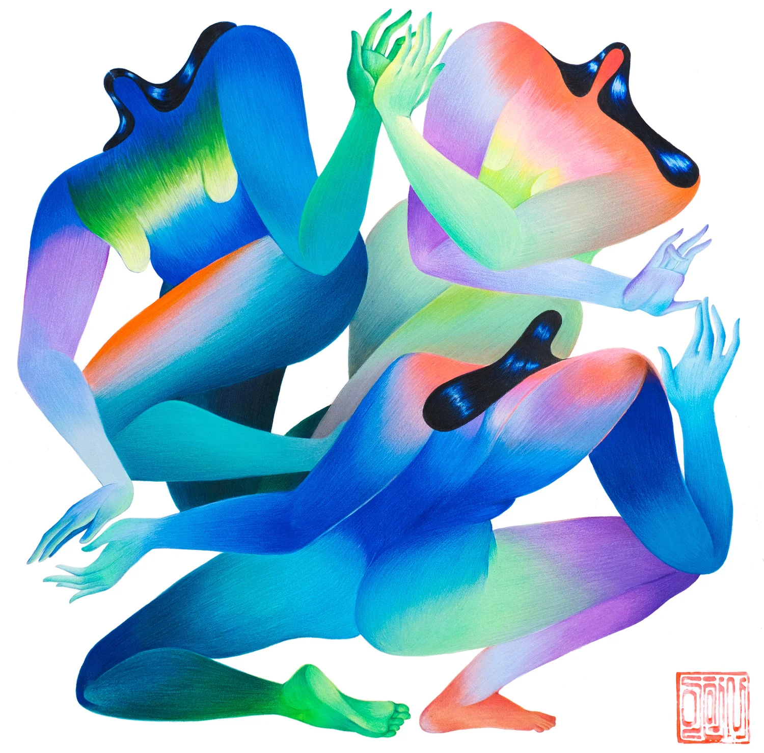 Artist depiction of four women dancing.
